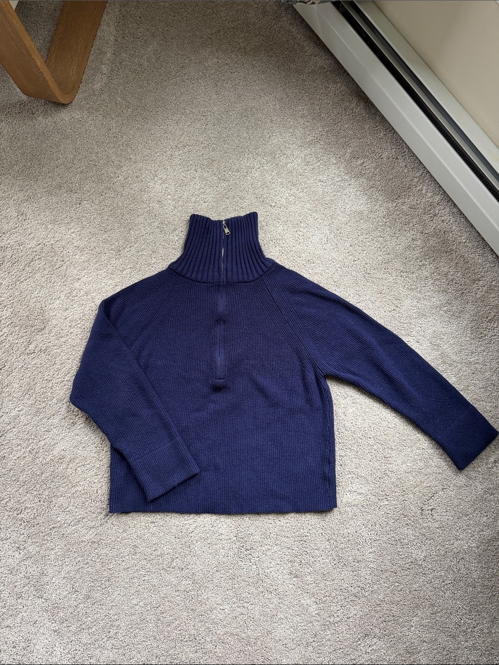 Navy High-Neck Half-Zip Women's Sweater